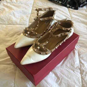 Valentino Rockstud Leather Point-Toe Flats size 38